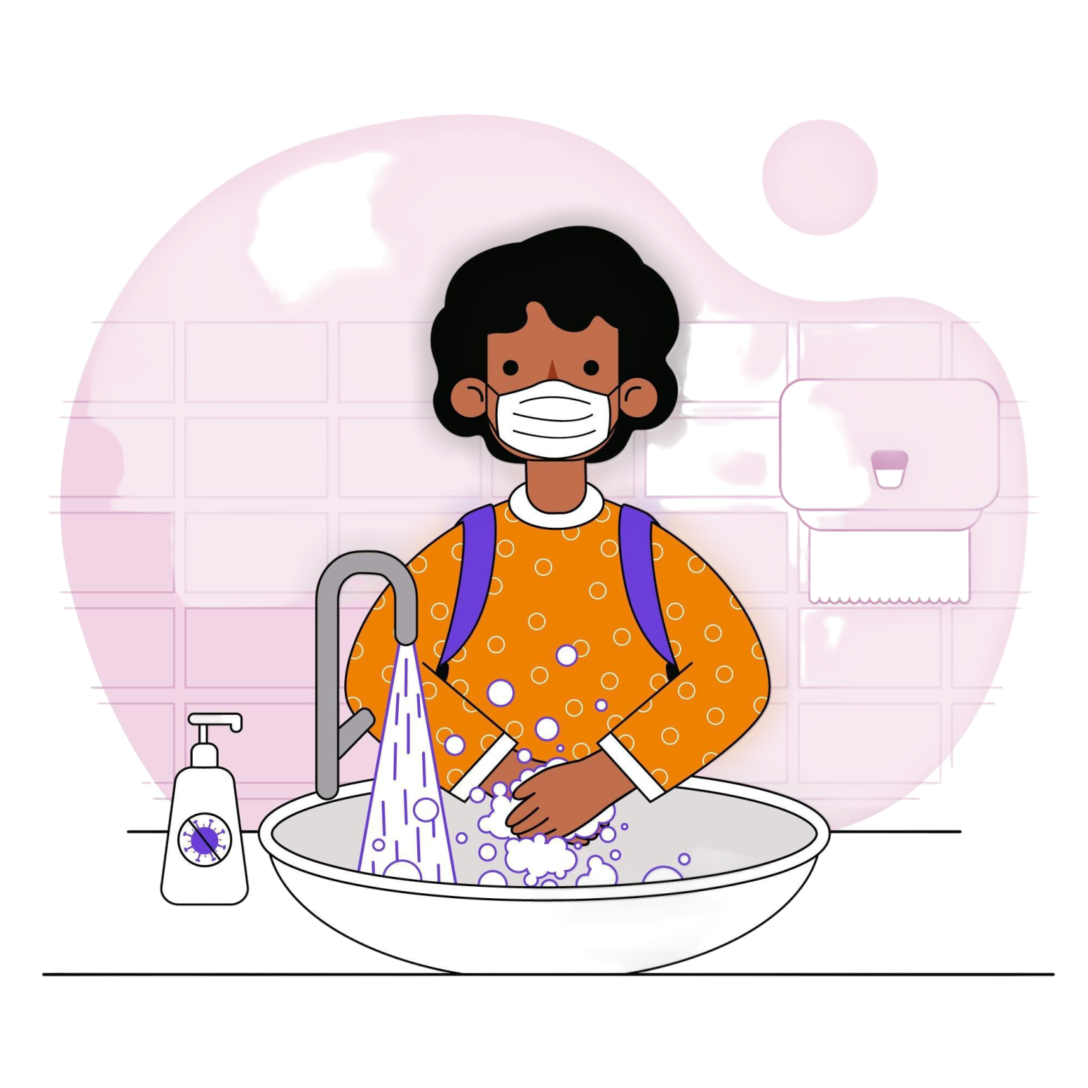 children washing their hands school